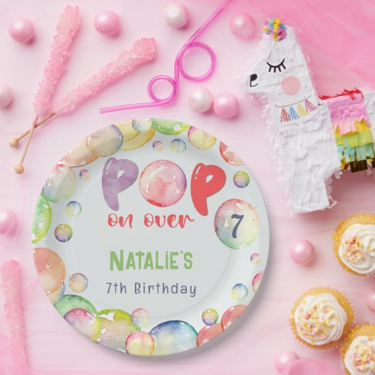 Pop op over! Zeepbellen verjaardags kind Papieren Bordje (Feest)