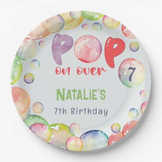 Pop op over! Zeepbellen verjaardags kind Papieren Bordje (Voorkant)