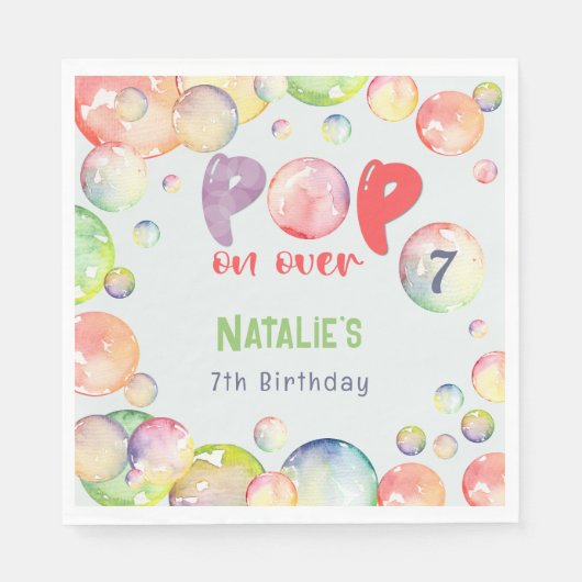 Pop op over! Zeepbellen verjaardags kind Servet (Voorkant)