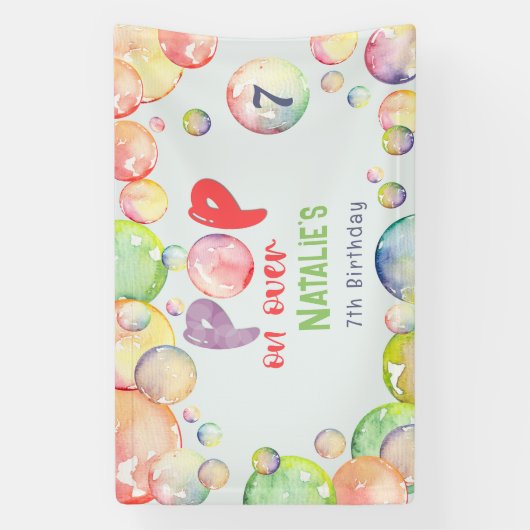 Pop op over! Zeepbellen verjaardags kind Spandoek (Verticaal)