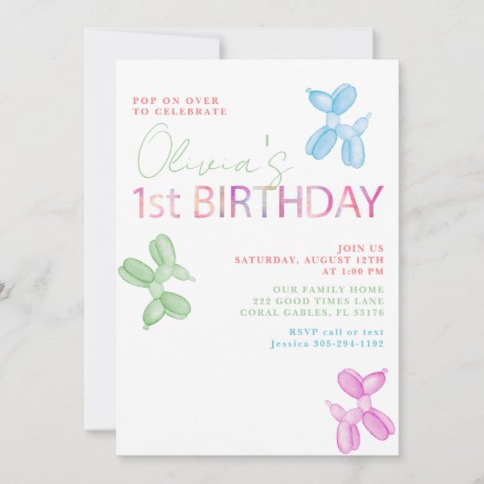 Pop op uitnodiging voor ballondier van meer dan 1e (Voorkant)