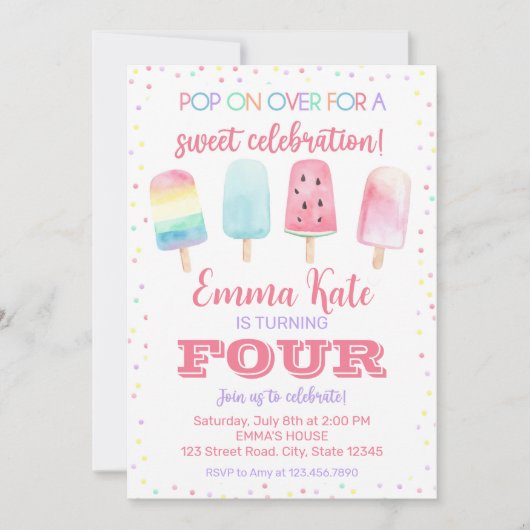 Pop op verjaardagsuitnodiging kaart (Voorkant)