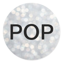 POP op Zilveren Champagne Bubbles Sticker