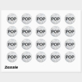 POP op Zilveren Champagne Bubbles Sticker (Vel)