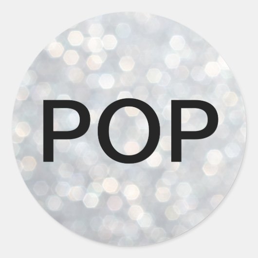 POP op Zilveren Champagne Bubbles Sticker (Voorkant)