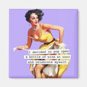 Pop Open een flesje wijn om 12 uur Magneet