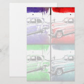 Pop oude Vintage Waterverf Briefpapier (Voorkant / Achterkant)