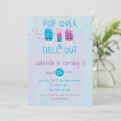 Pop Over & Chill Out Ice Pop Verjaardagsuitnodigin Kaart (Staand voorkant)