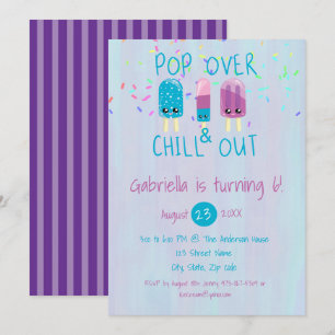 Pop Over & Chill Out Ice Pop Verjaardagsuitnodigin Kaart