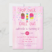 Pop Over & Chill Out Ice Pop Verjaardagsuitnodigin Kaart (Voorkant)