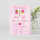 Pop Over & Chill Out Ice Pop Verjaardagsuitnodigin Kaart (Staand voorkant)