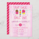 Pop Over & Chill Out Ice Pop Verjaardagsuitnodigin Kaart (Voorkant / Achterkant)