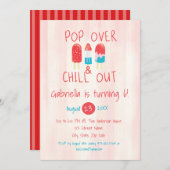 Pop Over & Chill Out Ice Pop Verjaardagsuitnodigin Kaart (Voorkant / Achterkant)