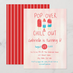 Pop Over & Chill Out Ice Pop Verjaardagsuitnodigin Kaart