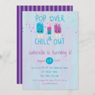 Pop over- en uitblazen Ice Pop Birthday Uitnodigin Kaart