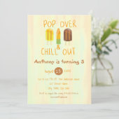 Pop over- en uitblazen Ice Pop Birthday Uitnodigin Kaart (Staand voorkant)