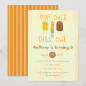 Pop over- en uitblazen Ice Pop Birthday Uitnodigin Kaart (Voorkant / Achterkant)