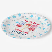 Pop over Kinder Zomer Popsicle Verjaardag Papieren Bordje (Gekanteld)