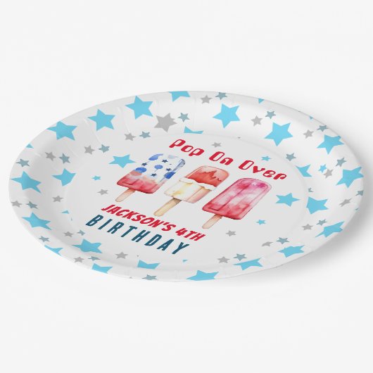 Pop over Kinder Zomer Popsicle Verjaardag Papieren Bordje (Gekanteld)
