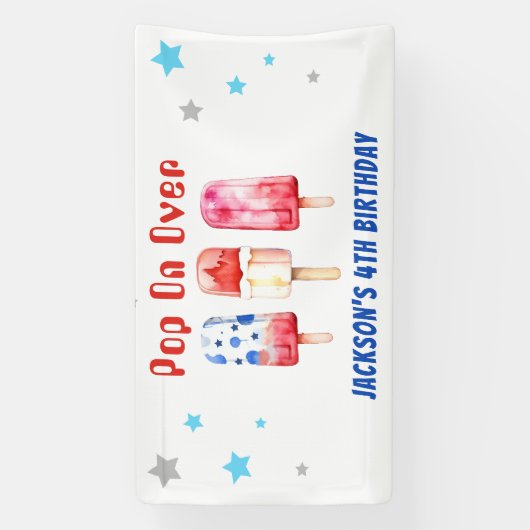 Pop over Kinder Zomer Popsicle Verjaardag Spandoek (Verticaal)
