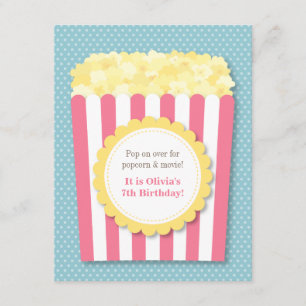 Pop Over Popcorn Filmavond Pastelkleurig Verjaarda Kaart