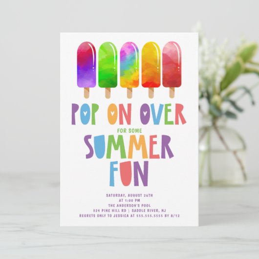 Pop over Popsicles SummerParty Kaart (Staand voorkant)