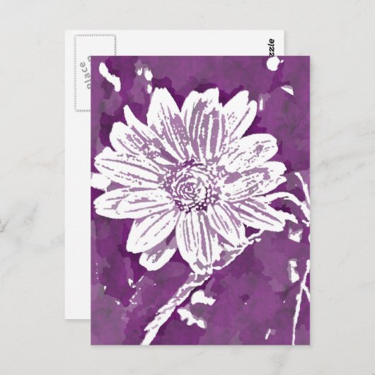 Pop paarse bloem briefkaart (Voorkant / Achterkant)