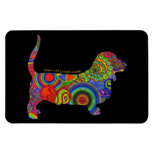 pop "Peace Love & Basset Hounds" Art Magnet Magneet