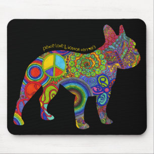 pop "Peace Love & Boston Terriers" Art Mousepad Muismat