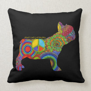pop "Peace Love & Frenchies" Art Pillow Kussen