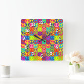 Pop Peace Vierkante Klok (Huis)