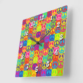 Pop Peace Vierkante Klok (Hoek)