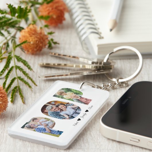 Pop Photo Collage | Opa Vaderdag Gift Sleutelhanger (Voorkant Rechts)
