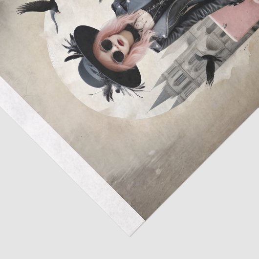 Pop Pink Lady of Ravens Tissuepapier (Detail)