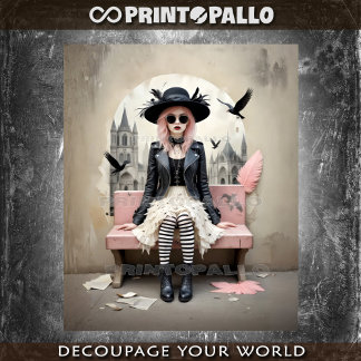 Pop Pink Lady of Ravens Tissuepapier