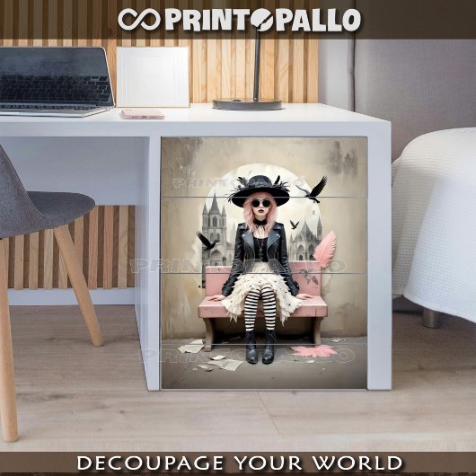 Pop Pink Lady of Ravens Tissuepapier