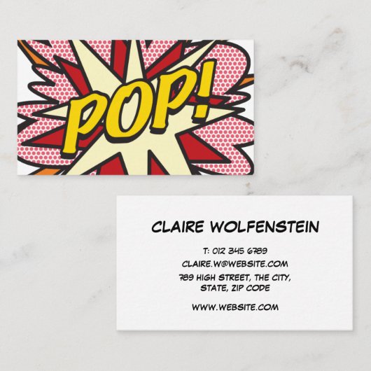 POP Plezier Retro Stripboek Visitekaartje (Voorkant / Achterkant)