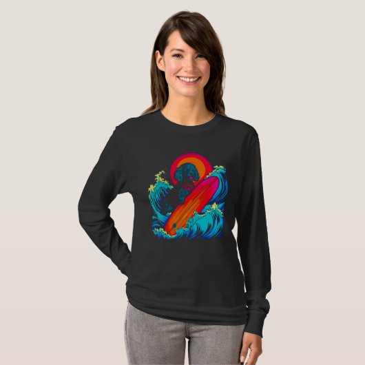 Pop Poodle Dog Surfing T-shirt (Voorkant volledig)