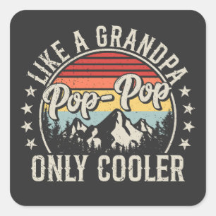 Pop-Pop als een opa alleen koelere retro Vierkante Sticker