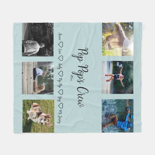 Pop Pop bemanning Aangepast 6 Fotorasterbundel Fleece Deken (Voorkant (Horizontaal))