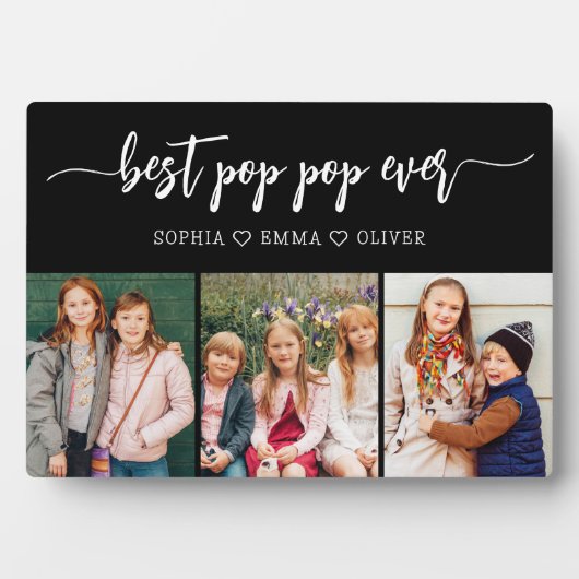Pop Pop Best Grandpa Grandchildren Photo Collage Fotoplaat (voorkant)