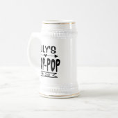 Pop Pop bierpul met naam en jaar van kleinkind (Voorkant links)