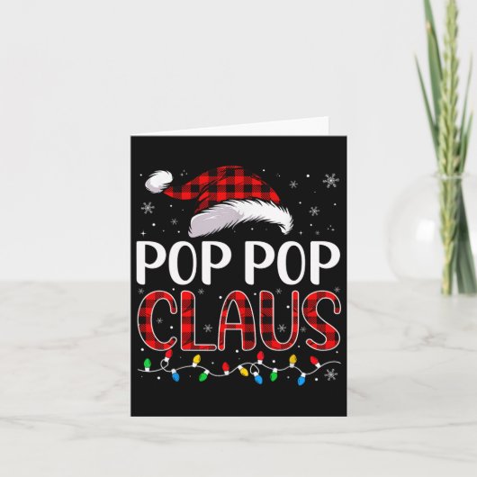 Pop Pop Claus Kerstverlichting Matching Familie XM Kaart (Voorkant)