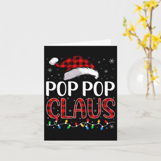 Pop Pop Claus Kerstverlichting Matching Familie XM Kaart (Gele Bloem)