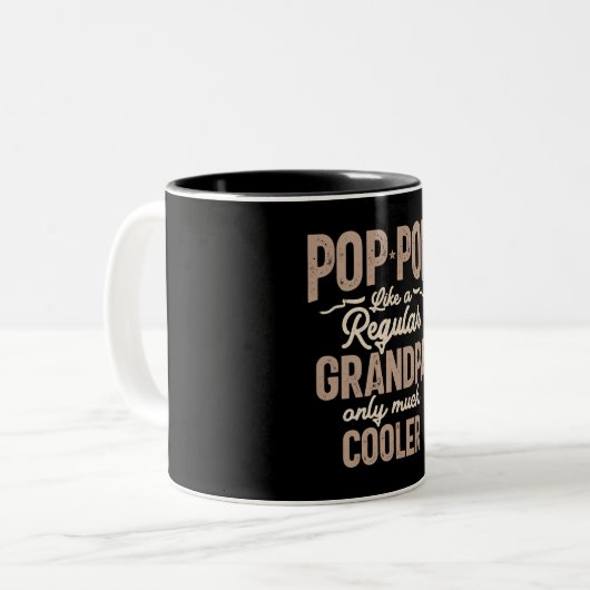 Pop-Pop - Een koeler draai op Regelmatige Grandpas Tweekleurige Koffiemok (Voorkant links)