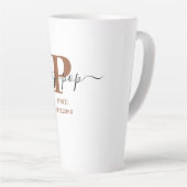 Pop-Pop Elegant Script Monogram Brown White Latte Mok (Rechterhoek)