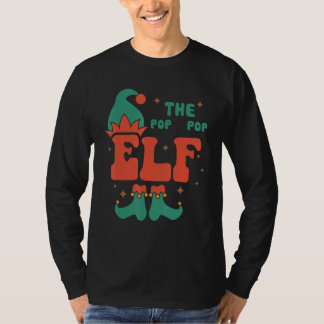 Pop Pop Elf Familie Matching Kerst Pjs Grappig T-shirt