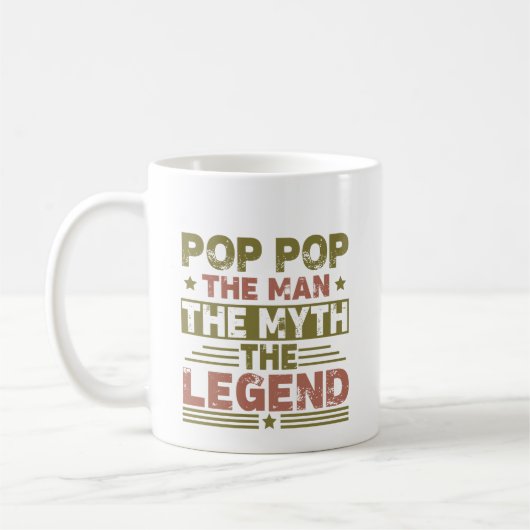 Pop Pop het Man de mythe de Legende Vaderdag Koffiemok (Links)