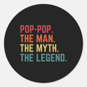 Pop-pop Man mythe legende papa opa vaders dag Ronde Sticker