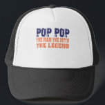 Pop pop (Oranje blauw) Trucker Pet<br><div class="desc">Pop Pop.Het Man. De mythe. De Legende.</div>